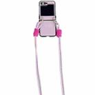For Samsung Galaxy Z Flip5 Morandi Leather Texture Phone Case With Lanyard(Pink) - 1