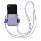 For Samsung Galaxy Z Flip7 5G Morandi Leather Texture Phone Case With Lanyard(Blue) - 1