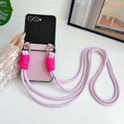 For Samsung Galaxy Z Flip7 5G Morandi Leather Texture Phone Case With Lanyard(Pink) - 2
