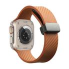 For Apple Watch Ultra 49mm Carbon Fiber Pattern Magnetic Buckle Silicone Watch Band(Brown) - 1