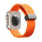 For Apple Watch Ultra 49mm Carbon Fiber Pattern Magnetic Buckle Silicone Watch Band(Orange) - 1