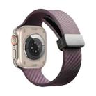 For Apple Watch 8 45mm Carbon Fiber Pattern Magnetic Buckle Silicone Watch Band(Purple) - 1