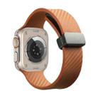 For Apple Watch 8 45mm Carbon Fiber Pattern Magnetic Buckle Silicone Watch Band(Brown) - 1