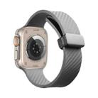 For Apple Watch 8 45mm Carbon Fiber Pattern Magnetic Buckle Silicone Watch Band(Grey) - 1