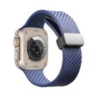 For Apple Watch SE 2022 44mm Carbon Fiber Pattern Magnetic Buckle Silicone Watch Band(Royal Blue) - 1