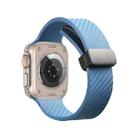 For Apple Watch SE 2022 44mm Carbon Fiber Pattern Magnetic Buckle Silicone Watch Band(Blue) - 1