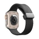 For Apple Watch 7 45mm Carbon Fiber Pattern Magnetic Buckle Silicone Watch Band(Black) - 1