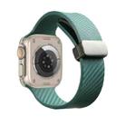 For Apple Watch 7 45mm Carbon Fiber Pattern Magnetic Buckle Silicone Watch Band(Dark Green) - 1