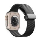 For Apple Watch 6 44mm Carbon Fiber Pattern Magnetic Buckle Silicone Watch Band(Black) - 1