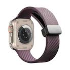 For Apple Watch 4 44mm Carbon Fiber Pattern Magnetic Buckle Silicone Watch Band(Purple) - 1