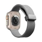 For Apple Watch 4 44mm Carbon Fiber Pattern Magnetic Buckle Silicone Watch Band(Grey) - 1