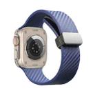 For Apple Watch SE 2023 44mm Carbon Fiber Pattern Magnetic Buckle Silicone Watch Band(Royal Blue) - 1