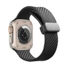 For Apple Watch SE 2023 40mm Carbon Fiber Pattern Magnetic Buckle Silicone Watch Band(Black) - 1