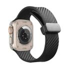 For Apple Watch 9 45mm Carbon Fiber Pattern Magnetic Buckle Silicone Watch Band(Black) - 1