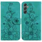 For Samsung Galaxy S23 FE 5G Lily Embossed Leather Phone Case(Green) - 1