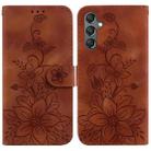 For Samsung Galaxy S23 FE 5G Lily Embossed Leather Phone Case(Brown) - 1