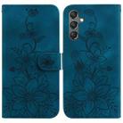 For Samsung Galaxy S23 FE 5G Lily Embossed Leather Phone Case(Dark Blue) - 1