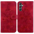 For Samsung Galaxy S23 FE 5G Lily Embossed Leather Phone Case(Red) - 1