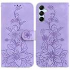 For Samsung Galaxy M14 Lily Embossed Leather Phone Case(Purple) - 1