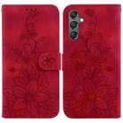 For Samsung Galaxy A24 4G Lily Embossed Leather Phone Case(Red) - 1