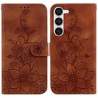 For Samsung Galaxy S23+ 5G Lily Embossed Leather Phone Case(Brown) - 1