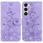 For Samsung Galaxy S23 5G Lily Embossed Leather Phone Case(Purple) - 1