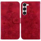 For Samsung Galaxy S23 5G Lily Embossed Leather Phone Case(Red) - 1