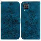 For Samsung Galaxy A12 5G Lily Embossed Leather Phone Case(Dark Blue) - 1