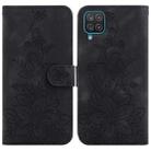 For Samsung Galaxy A12 5G Lily Embossed Leather Phone Case(Black) - 1
