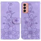 For Samsung Galaxy M13 4G Lily Embossed Leather Phone Case(Purple) - 1