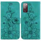 For Samsung Galaxy S20 FE 4G / 5G Lily Embossed Leather Phone Case(Green) - 1