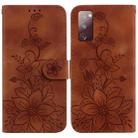 For Samsung Galaxy S20 FE 4G / 5G Lily Embossed Leather Phone Case(Brown) - 1