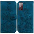 For Samsung Galaxy S20 FE 4G / 5G Lily Embossed Leather Phone Case(Dark Blue) - 1