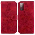 For Samsung Galaxy S20 FE 4G / 5G Lily Embossed Leather Phone Case(Red) - 1