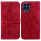 For Samsung Galaxy M53 5G Lily Embossed Leather Phone Case(Red) - 1