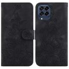 For Samsung Galaxy M53 5G Lily Embossed Leather Phone Case(Black) - 1