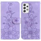 For Samsung Galaxy A23 Lily Embossed Leather Phone Case(Purple) - 1