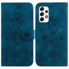 For Samsung Galaxy A73 5G Lily Embossed Leather Phone Case(Dark Blue) - 1