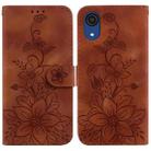 For Samsung Galaxy A03 Core Lily Embossed Leather Phone Case(Brown) - 1