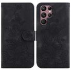 For Samsung Galaxy S22 Ultra 5G Lily Embossed Leather Phone Case(Black) - 1