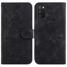 For Samsung Galaxy A03s US 164.2mm Lily Embossed Leather Phone Case(Black) - 1