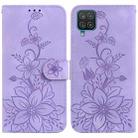 For Samsung Galaxy A22 4G Lily Embossed Leather Phone Case(Purple) - 1
