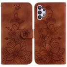 For Samsung Galaxy A32 5G Lily Embossed Leather Phone Case(Brown) - 1