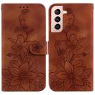 For Samsung Galaxy S21 5G Lily Embossed Leather Phone Case(Brown) - 1