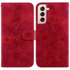 For Samsung Galaxy S21 5G Lily Embossed Leather Phone Case(Red) - 1