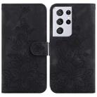 For Samsung Galaxy S21 Ultra 5G Lily Embossed Leather Phone Case(Black) - 1