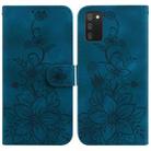 For Samsung Galaxy A02s EU 166.5mm Lily Embossed Leather Phone Case(Dark Blue) - 1