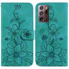 For Samsung Galaxy Note20 Ultra Lily Embossed Leather Phone Case(Green) - 1