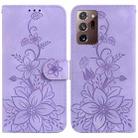 For Samsung Galaxy Note20 Ultra Lily Embossed Leather Phone Case(Purple) - 1