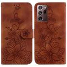 For Samsung Galaxy Note20 Ultra Lily Embossed Leather Phone Case(Brown) - 1